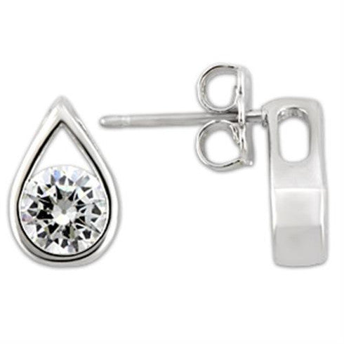 2.8 TCW Round Cubic Zirconia Teardrop Stud Earrings in Sterling Silver