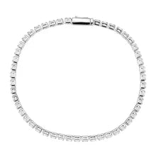7" Elegant Women's Rhodium-Plated Tennis Bracelet with Round Cubic Zirconia