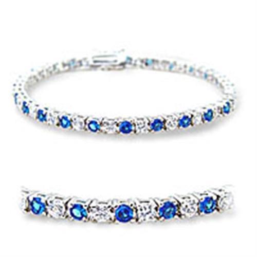 Round Cubic Zirconia  and  Synthetic Spinel in Montana Blue Tennis Bracelet