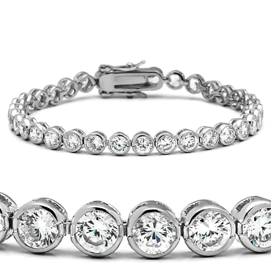 Elegant 7" Bezel-Set Cubic Zirconia Tennis Bracelet – Rhodium Finish