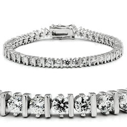 7" Classic Rhodium-Finished Tennis Bracelet with Brilliant Clear AAA CZ