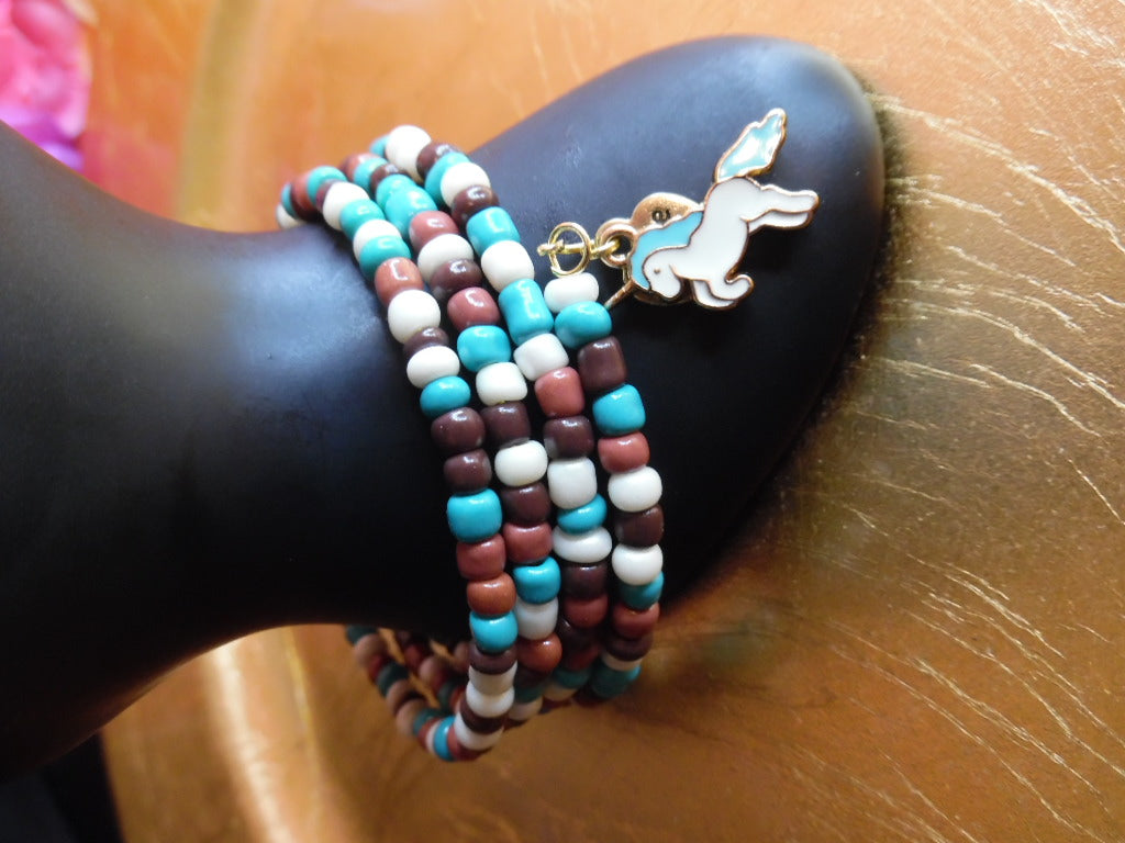 Unicorn Autumn Handcrafted Seed Bed Bracelet and Earring Set