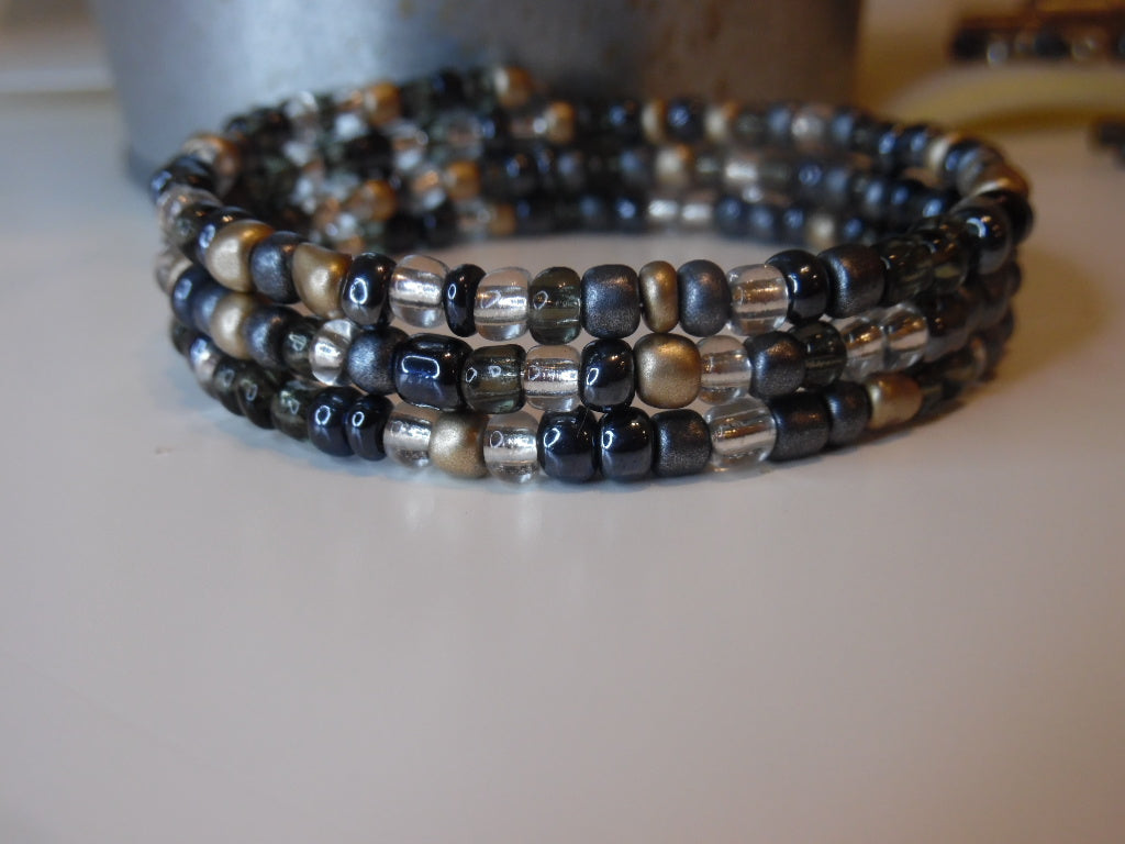 Handcrafted Multi-Colored Seed Bead Bracelet & Earring Set