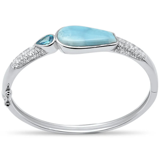Larimar Dreamscape Sterling Silver Bangle Bracelet