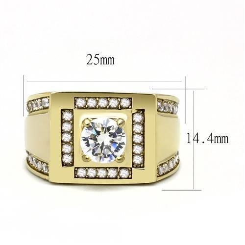 14K Gold Plated Cubic Zirconia Ring for Men