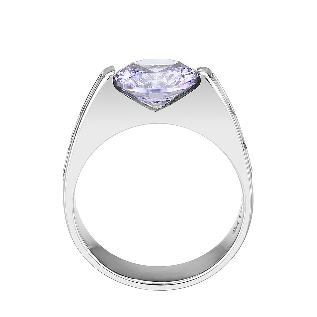 Round Amethyst Cubic Zirconia Solitaire Ring