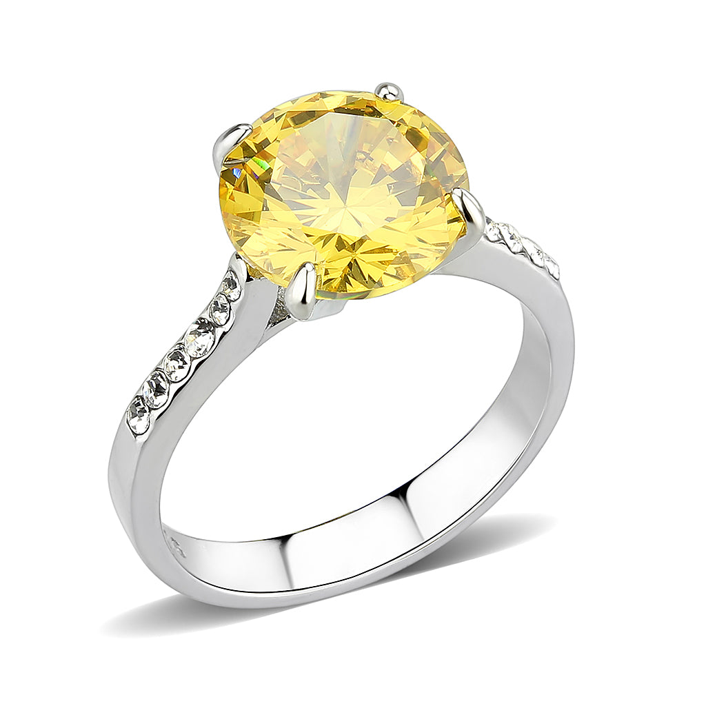Women's Round Cut Yellow Topaz Cubic Zirconia Cocktail Ring