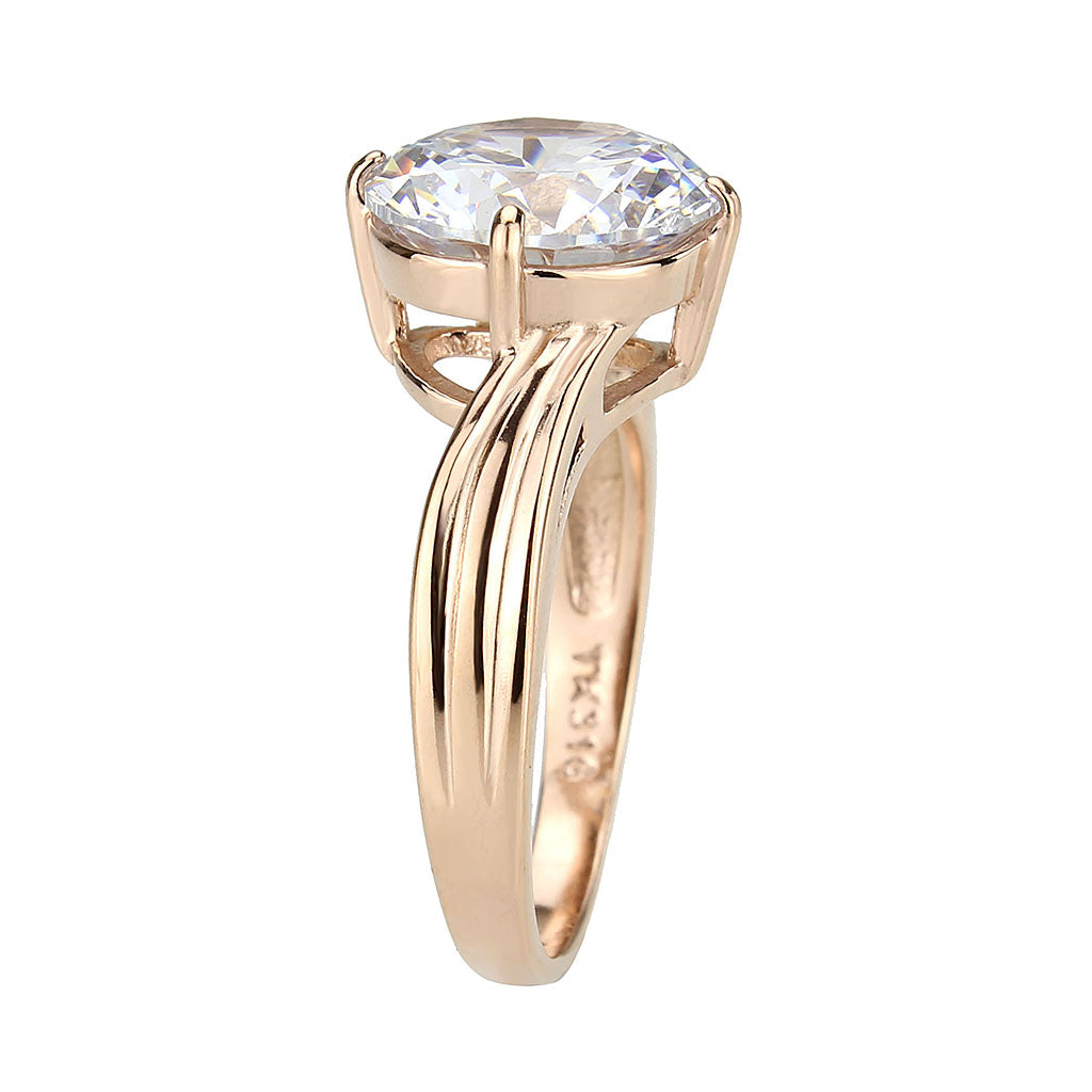 Sassy Solitaire Cubic Zirconia Ring in Rose Gold