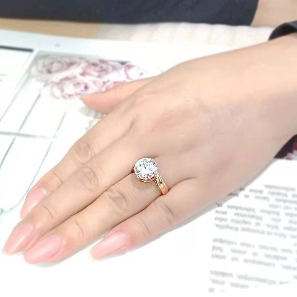 Sassy Solitaire Cubic Zirconia Ring in Rose Gold