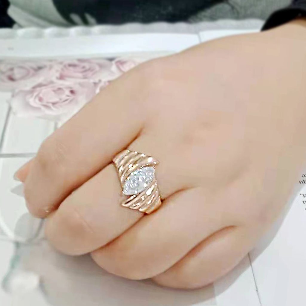 2.75 Ct. Marquise Cut Rose Gold Plated Cubic Zirconia Ring