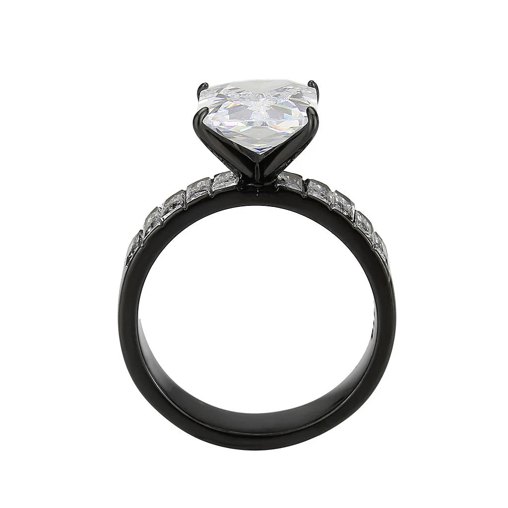 Square-Cut Glamour Cocktail Ring in Cobalt Black