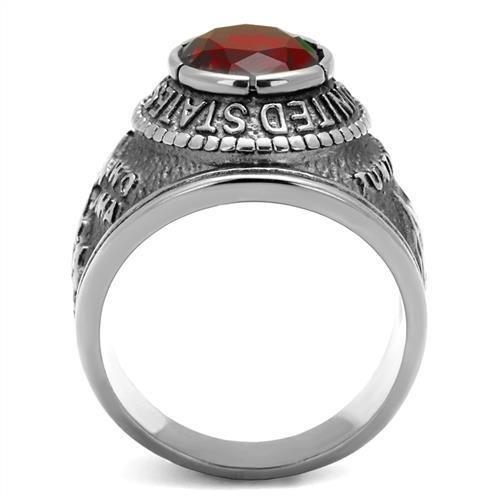 Men’s United States Marines Ring with Siam-Colored Synthetic Stone