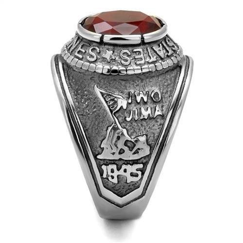 Men’s United States Marines Ring with Siam-Colored Synthetic Stone