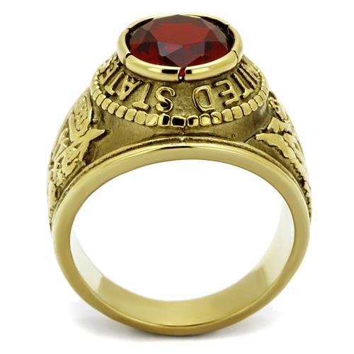 Gold U. S Army Ring for Men with Synthetic Siam Stone