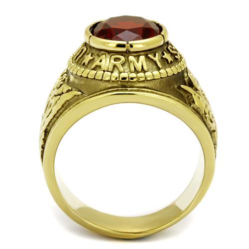 Gold U. S Army Ring for Men with Synthetic Siam Stone