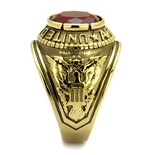 Gold U. S Army Ring for Men with Synthetic Siam Stone