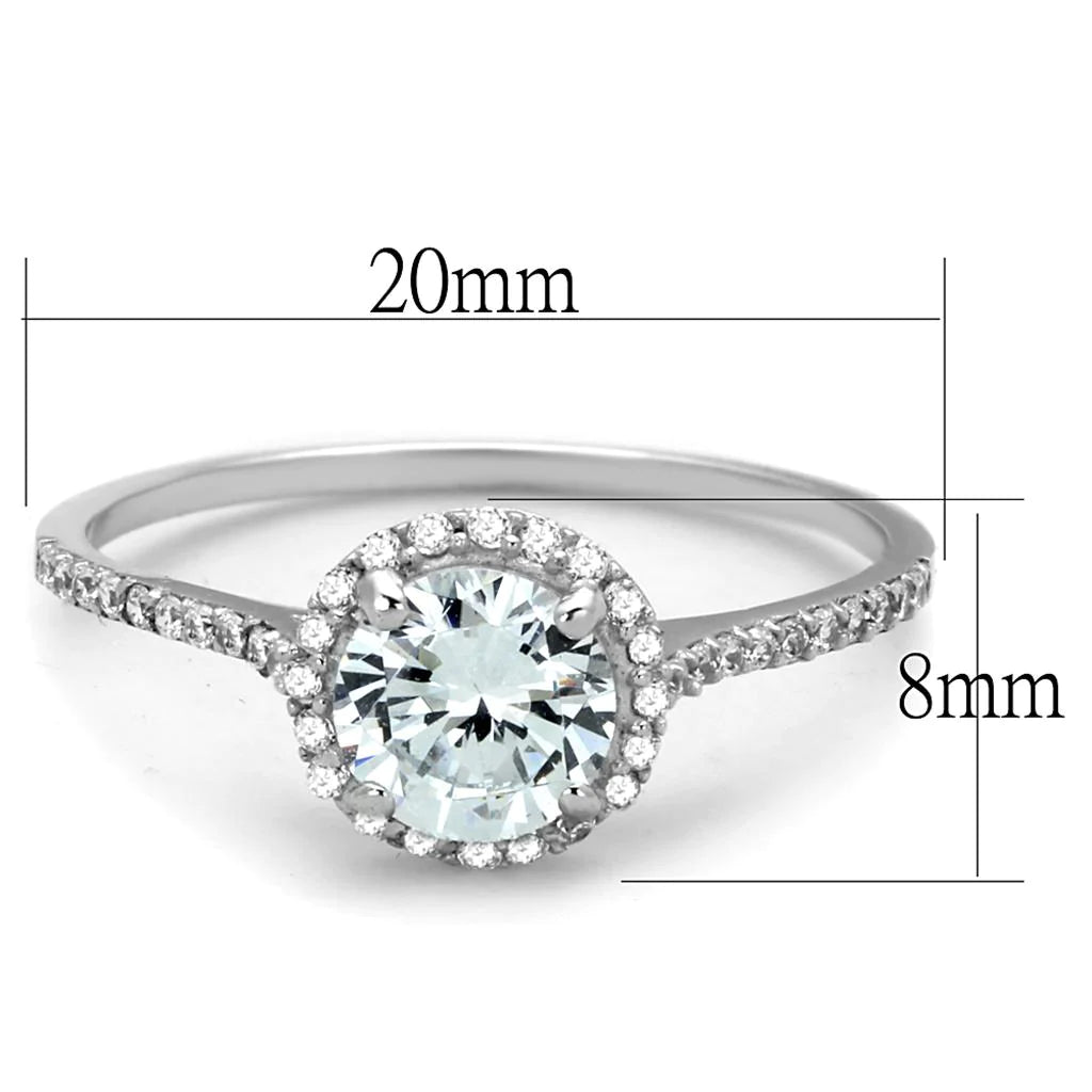 1.75 TCW Round Cubic Zirconia Halo Engagement Ring in Rhodium over Sterling Silv