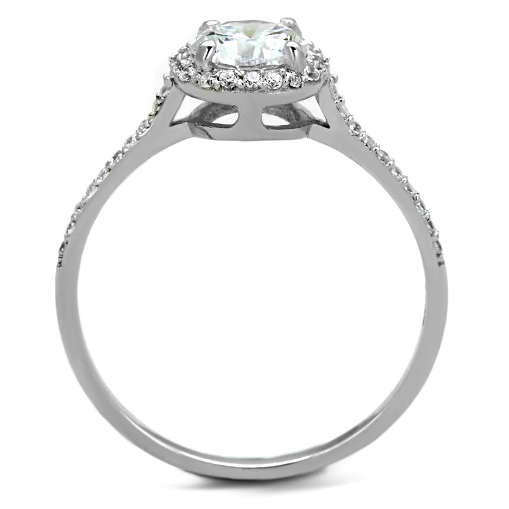 1.75 TCW Round Cubic Zirconia Halo Engagement Ring in Rhodium over Sterling Silv