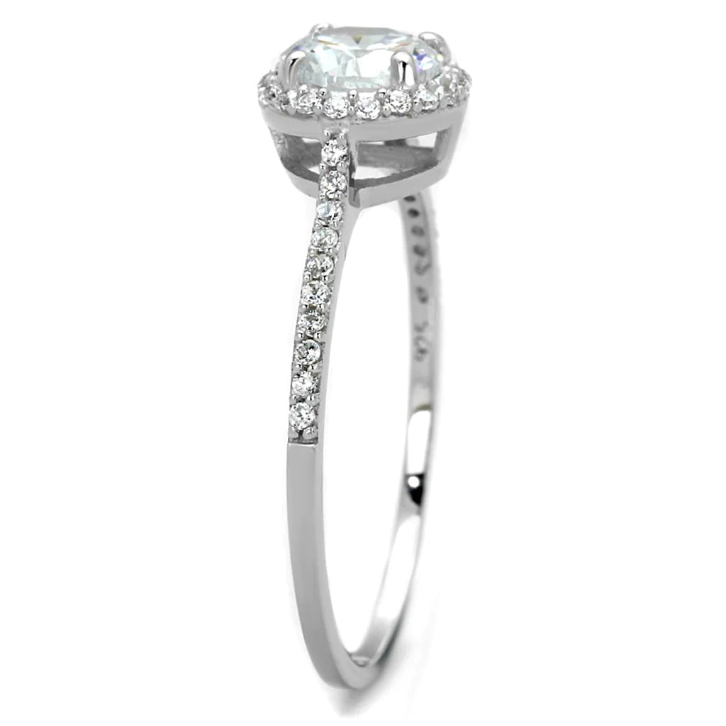 1.75 TCW Round Cubic Zirconia Halo Engagement Ring in Rhodium over Sterling Silv