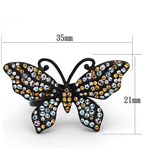 Multi Color Crystal Butterfly Ring