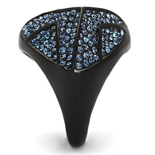 Black Cluster Ring with Top Grade Crystal in Montana Blue