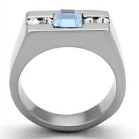 1.68Ct Aquamarine Princess Cut Ring for Men in Stainless Steel