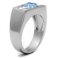 1.68Ct Aquamarine Princess Cut Ring for Men in Stainless Steel