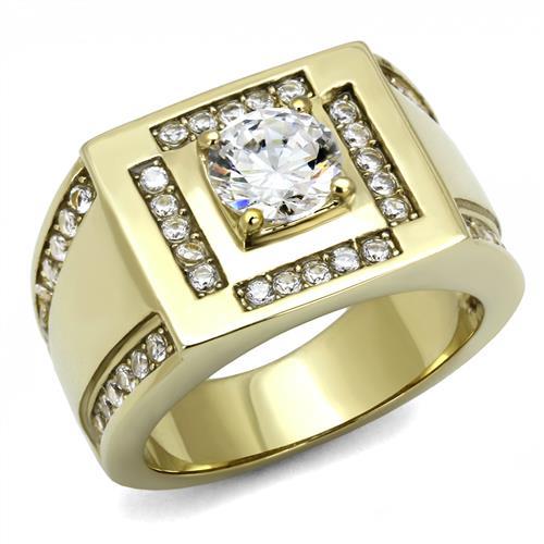 14K Gold Plated Cubic Zirconia Ring for Men