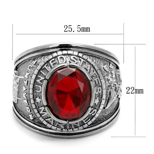 Men’s United States Marines Ring with Siam-Colored Synthetic Stone