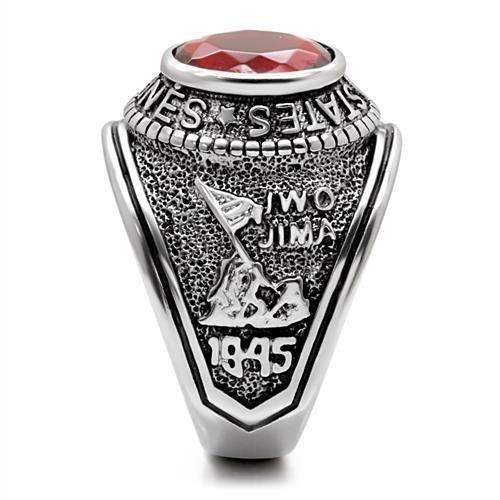 Men’s United States Marines Ring with Siam-Colored Synthetic Stone