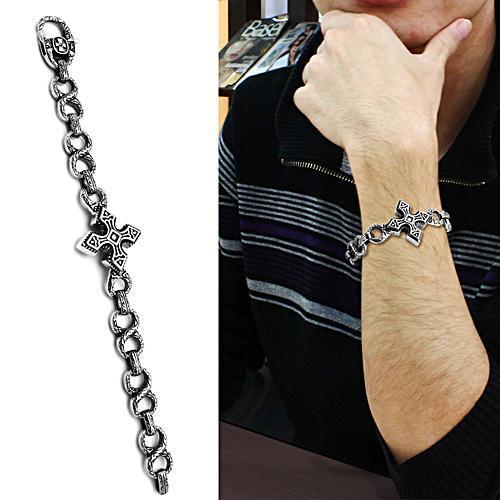 Men's Stainless Steel  Antique Style Cross Bracelet