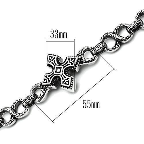 Men's Stainless Steel  Antique Style Cross Bracelet