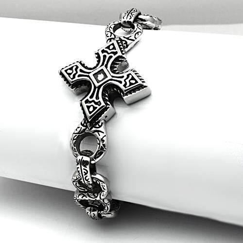 Men's Stainless Steel  Antique Style Cross Bracelet