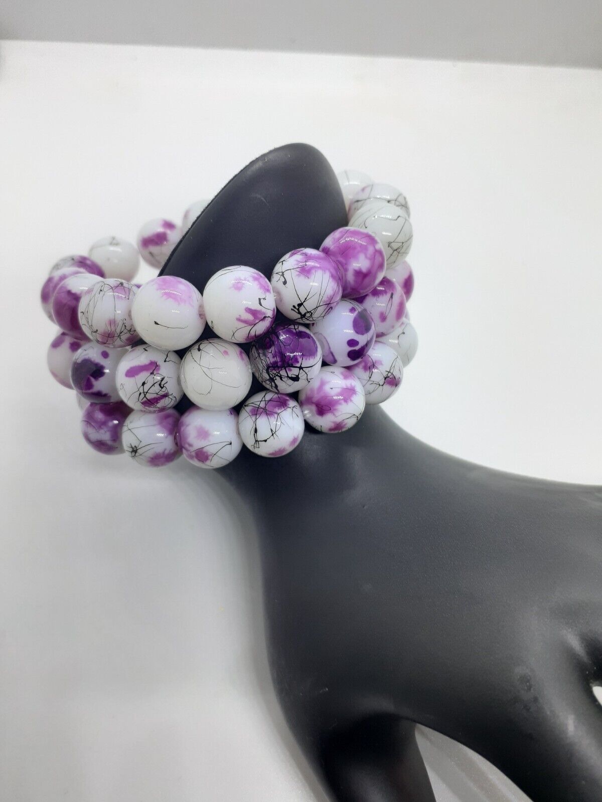 Three (3) Purple Flower Stretch Bracelets
