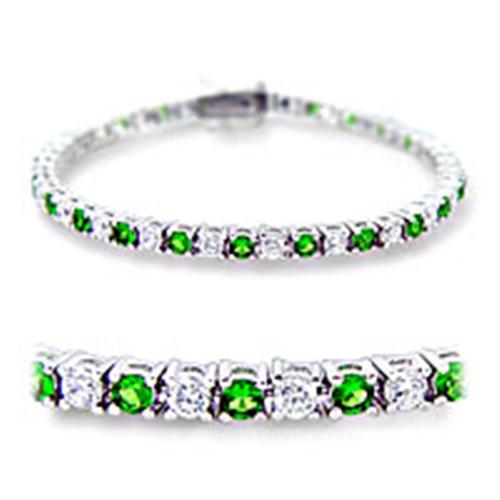 7" Round Simulated Emerald Green Spinel and Clear Cubic Zirconia Tennis Bracelet