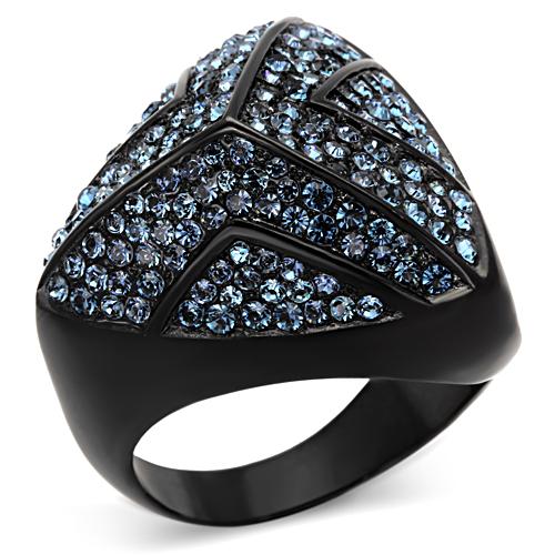 Black Cluster Ring with Top Grade Crystal in Montana Blue