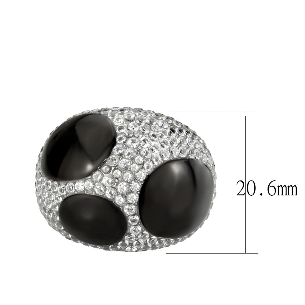Prismatic Promise Black Stainless Steel Ring With Cubic Zirconia