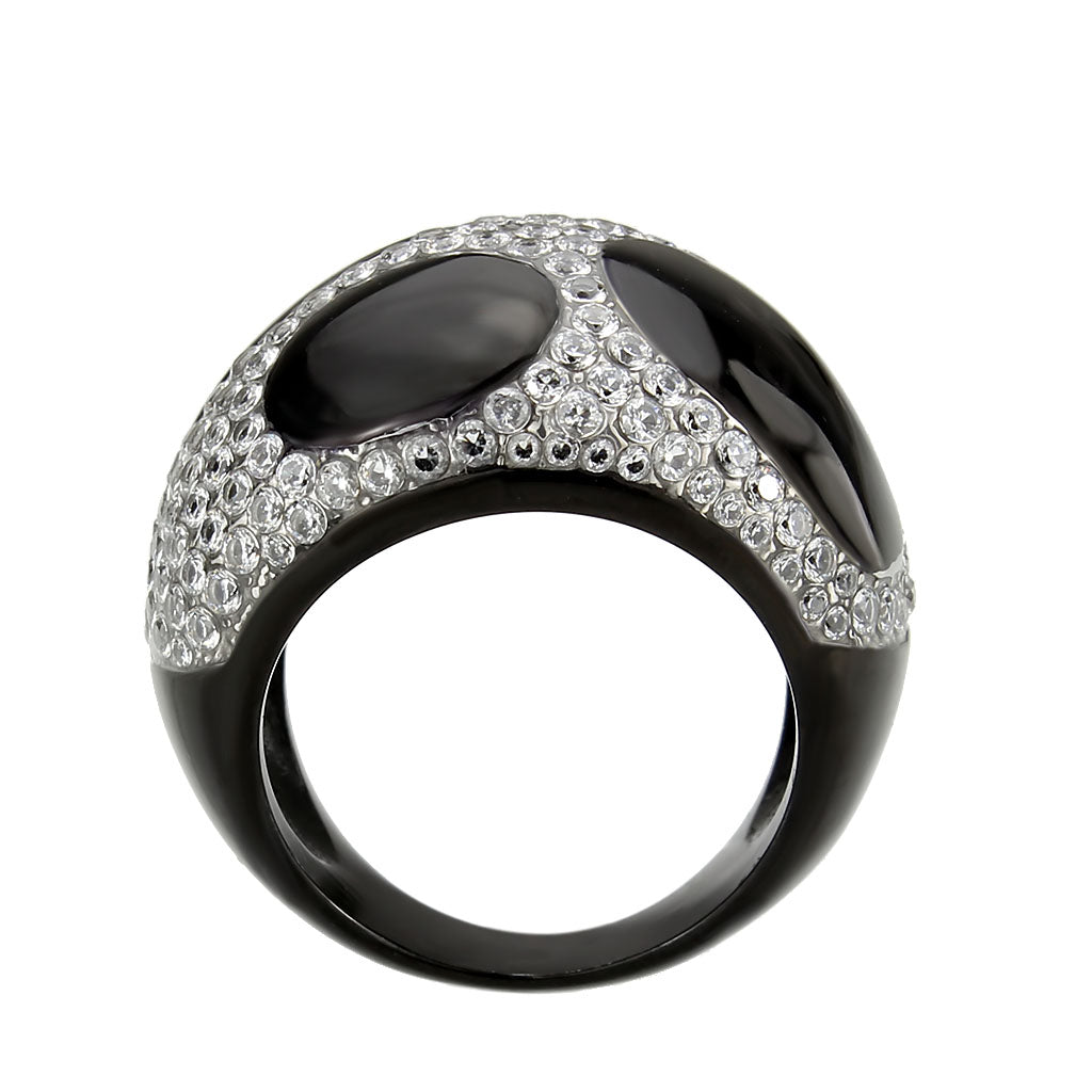 Prismatic Promise Black Stainless Steel Ring With Cubic Zirconia