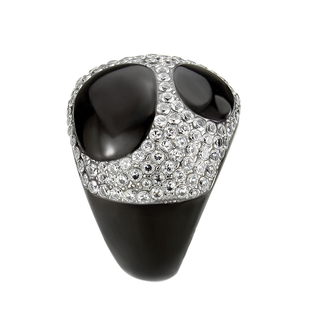 Prismatic Promise Black Stainless Steel Ring With Cubic Zirconia