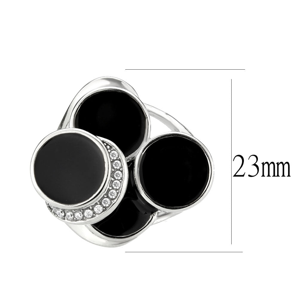 Women's Black Enamel Disc Ring