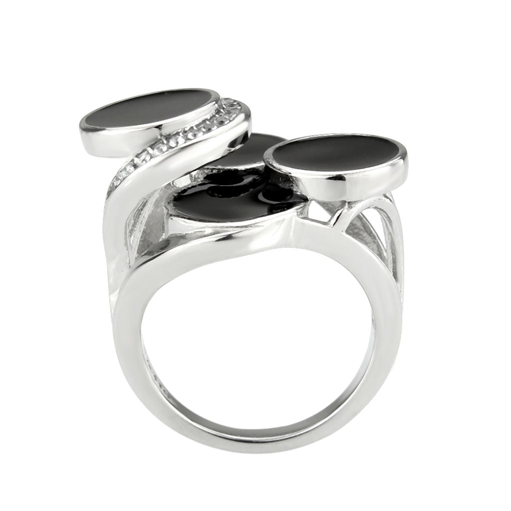 Women's Black Enamel Disc Ring