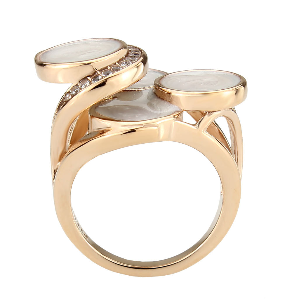 Four-Disc Rose Gold Ring with AAA Grade CZ in Clear