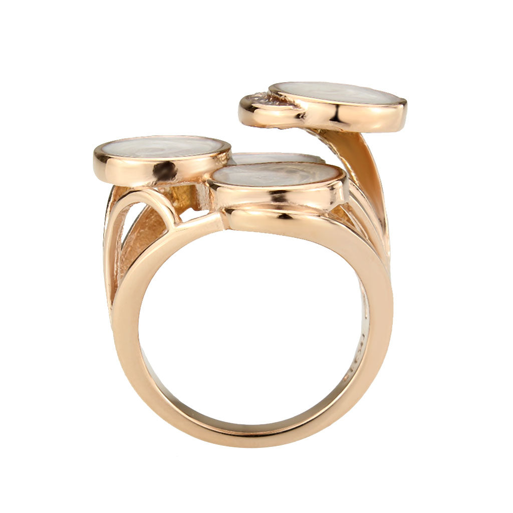 Four-Disc Rose Gold Ring with AAA Grade CZ in Clear