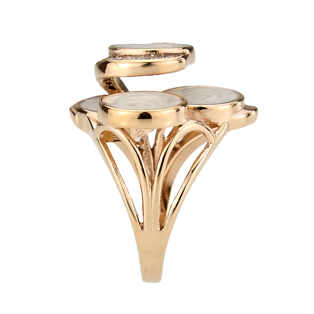 Four-Disc Rose Gold Ring with AAA Grade CZ in Clear