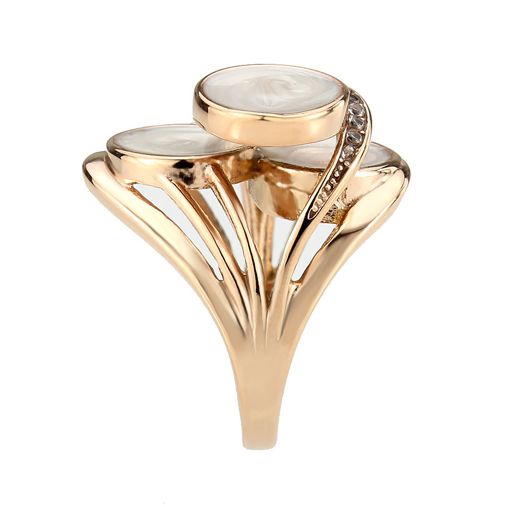 Four-Disc Rose Gold Ring with AAA Grade CZ in Clear