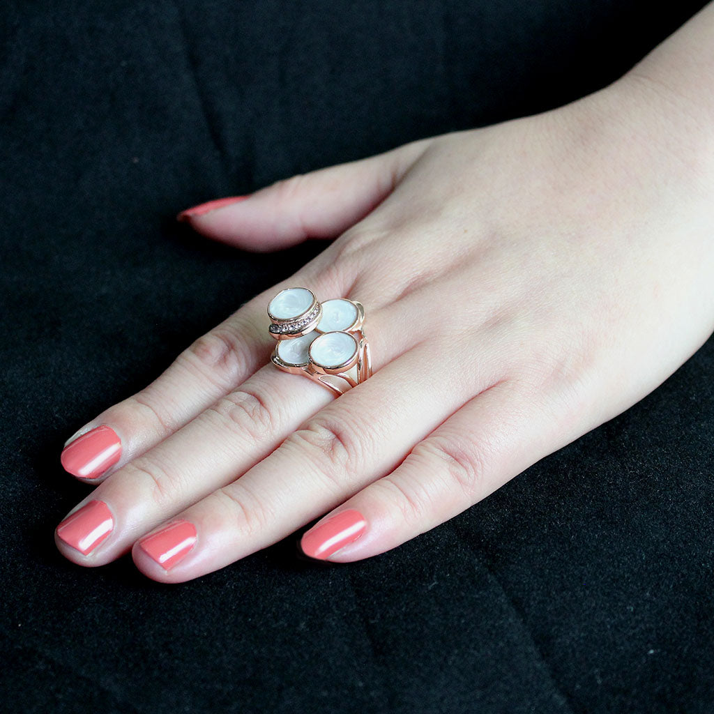 Four-Disc Rose Gold Ring with AAA Grade CZ in Clear