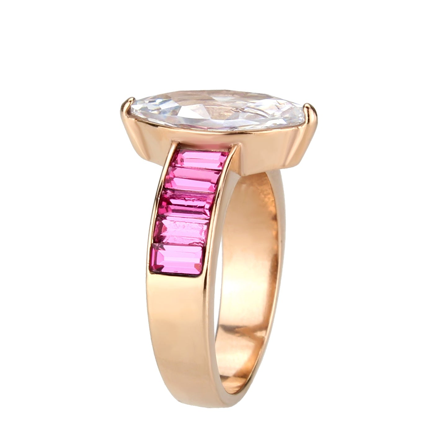 Elegant Marquise Cut Ring with Ruby Accents
