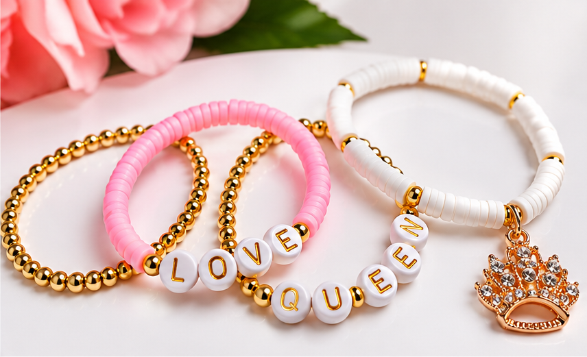 Queen of Love Four-Bracelet Stack Set