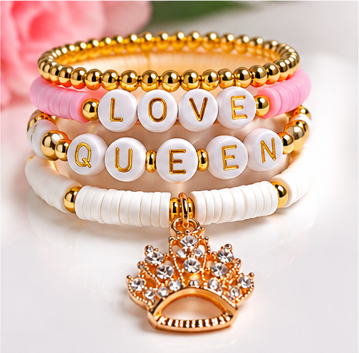Queen of Love Four-Bracelet Stack Set