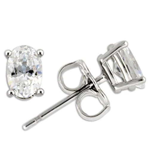 1 TCW Oval Cubic Zirconia Stud Earrings in 925 Sterling Silver